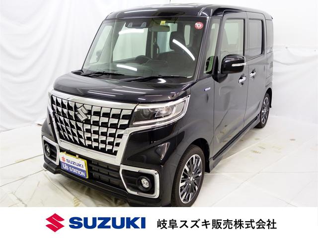 スズキ スペーシアカスタム カスタム　ＨＹＢＲＩＤ　ＸＳターボ　３型　旧社用車　認定中古車　新車保証継承　旧社用車　ターボ車　デュアルカメラブレーキサポート　クルーズコントロール　後席両側電動スライドドア　ＬＥＤヘッドライト　オートライト　アルミホイール