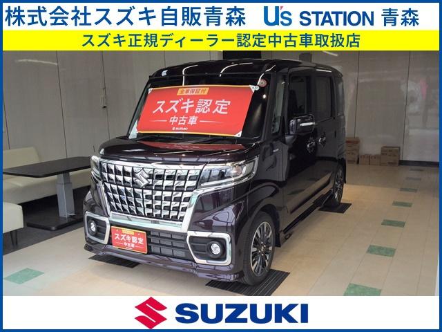 スズキ スペーシアカスタム ＨＹＢＲＩＤ　ＸＳターボ　３型　ターボ　４ＷＤ　衝突被害軽減ブレーキ　ナビ　全方位カメラ　アイドリングストップ　キーレスプッシュスタート