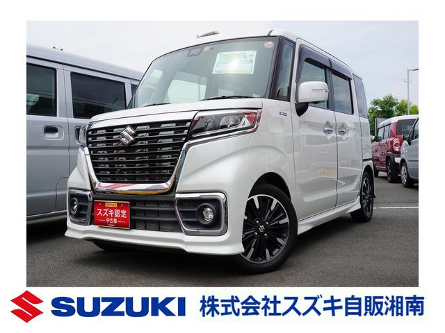 スズキ スペーシアカスタム カスタム　ＨＹＢＲＩＤ　ＸＳターボ　ＭＫ５３Ｓ　全方位モニター付メモリーナビ　ＥＴＣ　ＬＥＤヘッドランプ　フォグランプ　アルミホイール　衝突被害軽減ブレーキ　後退時ブレーキサポート　両側電動スライドドア