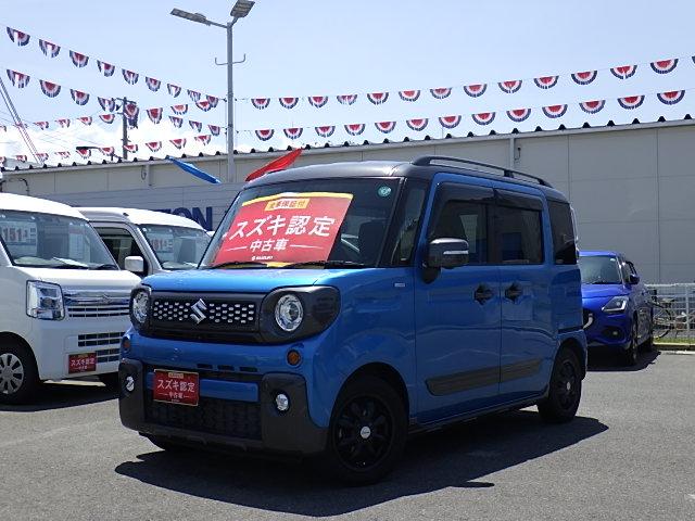 ギア　ＨＹＢＲＩＤ　ＸＺターボ　ＭＫ５３Ｓ　４ＷＤ　ナビ　全方位カメラ　ドライブレコーダー　ＥＴＣ　バックカメラ　オートライト　Ｂｌｕｅｔｏｏｔｈ　スライドドア　純正ナビ　プッシュスタート　シートヒーター　オートエアコン　スズキセーフティーサポート　４ＷＤ