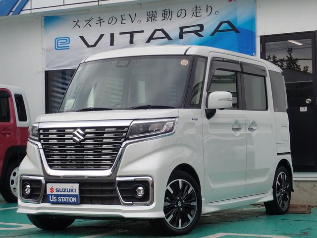 スペーシア カスタム　ＨＹＢＲＩＤ　ＸＳターボ　ＭＫ５３Ｓ　８インチナビ　全方位カメラ　ＥＴＣ　ドライブレコーダー　デュアルカメラブレーキサポート　リア超音波センサー　両側電動スライドドア　クルーズコントロール　ＬＥＤヘッドライト　フォグランプ（1枚目）