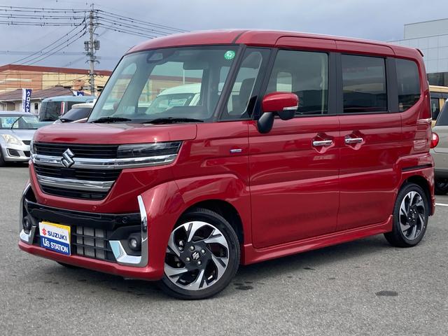 スペーシアカスタム カスタム　ＨＹＢＲＩＤ　ＸＳ　電動パーキングブレーキ　スライドドア　プッシュスタート　シートヒーター　オートエアコン　衝突被害軽減システム　横滑り防止機能　衝突安全ボディ　盗難防止システム　ステアリングヒーター　電動パーキングブレーキ　ブレーキホールド（1枚目）
