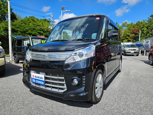 沖縄県の中古車ならスペーシアカスタム カスタム　ＸＳ　ＭＫ３２型　【アウトレット　外内現状販売】　その他付属品：ドアバイザー、フロアマット、防錆処理ずみ、スマホ連携ナビ、バックカメラ（ＵＳＢ、ビデオ端子・ＨＤＭＩ）　Ｂｌｕｅｔｏｏｔｈ　スライドドア　プッシュスタート　オートエアコン　Ａストップ
