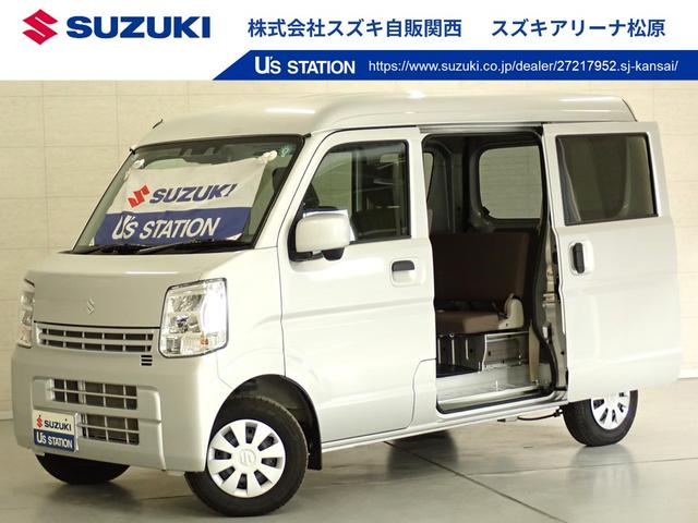 エブリイ(スズキ) ＰＣ　６型　２ＷＤ　ＣＶＴ　デュアルカメラブレーキサポート　衝突被害軽減ブレーキ　後席両側スライドドア　リヤパーキングセンサー　ＬＥＤヘッドランプ　ハイビームアシスト　フロアマット　シートヒーター　キーレスエントリー　マッドフラップ　スペアタイヤ　２エアバック 中古車画像