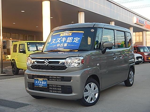 スペーシア ＨＹＢＲＩＤ　Ｇ　４ＷＤ　全方位カメラ　スズキコネクト　バックカメラ　オートライト　Ｂｌｕｅｔｏｏｔｈ　スライドドア　純正ナビ　プッシュスタート　シートヒーター　オートエアコン　スズキセーフティーサポート　４ＷＤ　衝突被害軽減システム（1枚目）