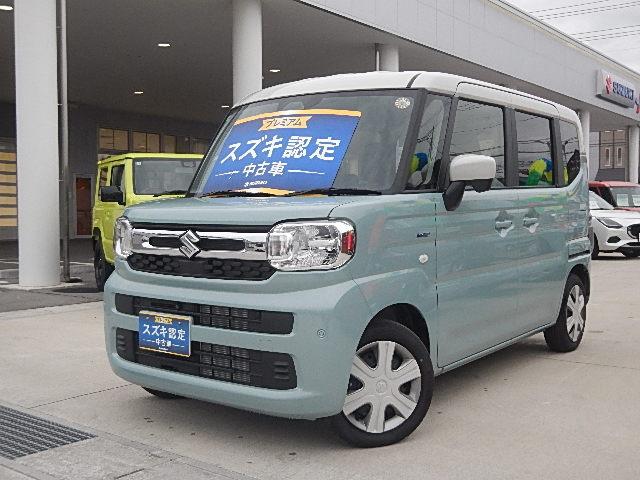 スペーシア ＨＹＢＲＩＤ　Ｘ　４ＷＤ　全方位カメラ　ナビ　スズキコネクト通信機　オートライト　バックカメラ　Ｂｌｕｅｔｏｏｔｈ　スライドドア　純正ナビ　プッシュスタート　シートヒーター　オートエアコン　スズキセーフティーサポート　４ＷＤ　衝突被害軽減システム（1枚目）