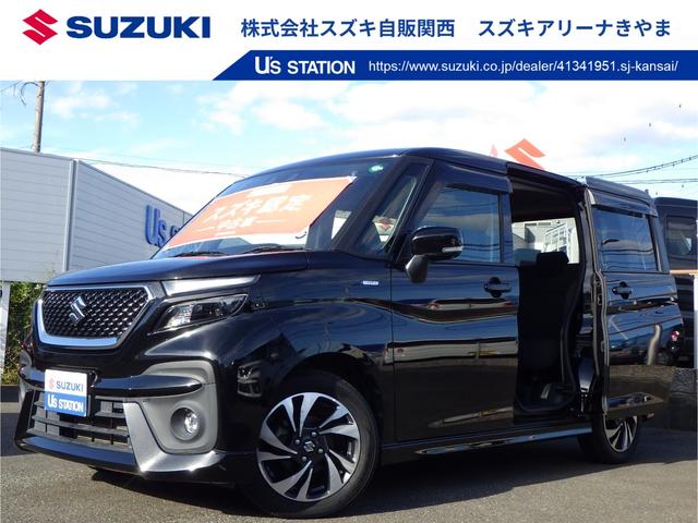 ソリオバンディット(スズキ) バンディット　ＨＹＢＲＩＤ　ＭＶ　スズキセーフティサポート　ナビゲーション付　アダプティブクルーズコントロール　ヘッドアップディスプレイ　ＳＲＳカーテンエアバッグ　フロントシートＳＲＳサイドエアバッグ　ハイビーム＆オートライト　パワースライドドア（片側） 中古車画像