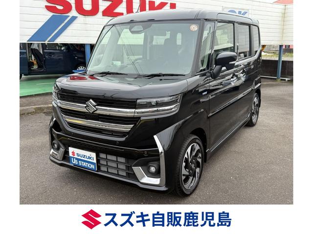 Ｒ７　スペーシアカスタム　ハイブリッドＸＳターボ。 色はブルーイッシュブラック♪　衝突被害軽減ブレーキ　リモコンキー　ＣＶＴ