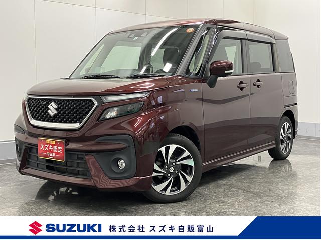 ソリオバンディット(スズキ) バンディット　ＨＹＢＲＩＤ　ＭＶ　全方位モニター付きナビ　オートライト　Ｂｌｕｅｔｏｏｔｈ　スライドドア　純正ナビ　プッシュスタート　シートヒーター　オートエアコン　衝突被害軽減システム　アイドリングストップ　横滑り防止機能　衝突安全ボディ 中古車画像