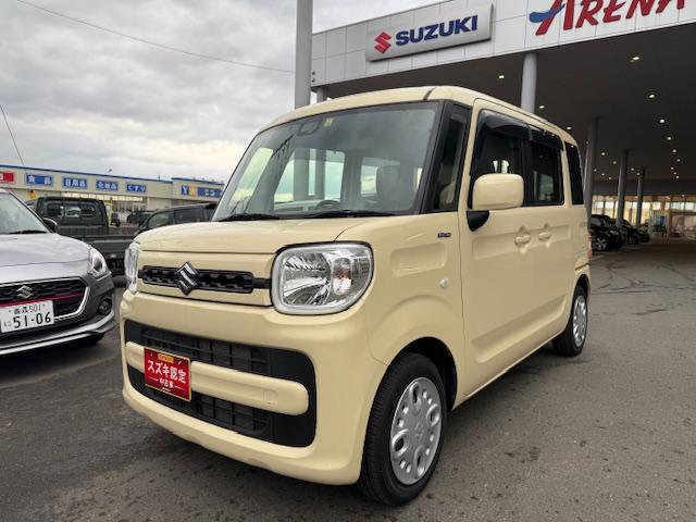 スペーシア(スズキ) ＨＹＢＲＩＤ　Ｇ　ＭＫ５３Ｓ　４ＷＤ　衝突被害軽減Ｓ　４ＷＤ　衝突被害軽減システム　アイドリングストップ　横滑り防止機能　盗難防止システム　衝突安全ボディ　オートライト　スライドドア　プッシュスタート　シートヒーター　オートエアコン 中古車画像