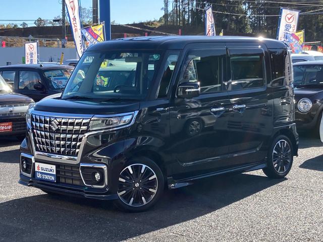 スペーシアカスタム(スズキ) カスタム　ＨＹＢＲＩＤ　ＸＳ　３型　全方位カメラ　オートライト　Ｂｌｕｅｔｏｏｔｈ　スライドドア　純正ナビ　プッシュスタート　オートエアコン　シートヒーター　スズキセーフティーサポート　衝突被害軽減システム　アイドリングストップ 中古車画像