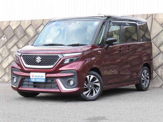 ソリオバンディット(スズキ) バンディット　ＨＹＢＲＩＤ　ＭＶ　全方位カメラ付きナビ　ドライブレコーダー　オートライト　スライドドア　Ｂｌｕｅｔｏｏｔｈ　プッシュスタート　シートヒーター　オートエアコン　ＥＴＣ　禁煙車　スズキセーフティーサポート　ワンオーナー　衝突被害軽減システム 中古車画像