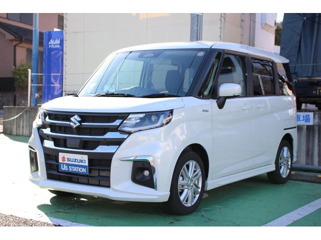 ソリオ(スズキ) ＨＹＢＲＩＤ　ＭＺ　３型　新型エンジン　電動パーキング　オートライト　スライドドア　プッシュスタート　シートヒーター　オートエアコン　スズキセーフティーサポート　アイドリングストップ　横滑り防止機能　衝突安全ボディ　盗難防止システム 中古車画像