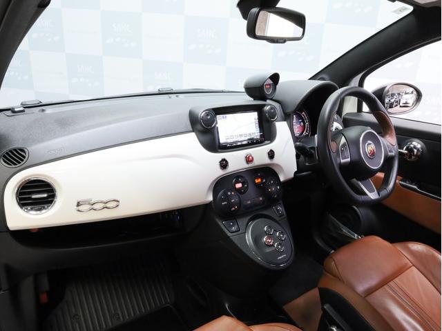 アバルト５９５ ツーリズモ　禁煙　茶革シート　ケンウッド製彩速ナビ　フルセグＴＶ　ＵＳＢ入力端子　Ｂｌｕｅｔｏｏｔｈ　ＤＶＤ再生　フルセグＴＶ　バックカメラ　リアコーナーセンサー　１７インチアルミホイール　バイキセノン（56枚目）