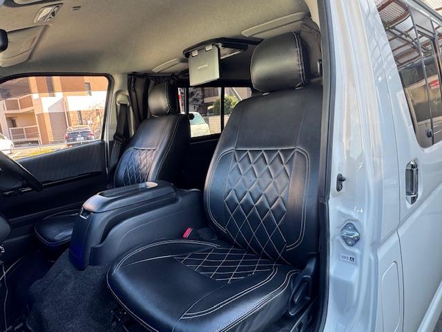 ハイエースバン ロングスーパーGL HIDライト LEDフォグ 社外テール ローダウン15インチAW ALPINEナビ地デジフルセグTV ALPINE天井モニター バックカメラETC ベッドキット シートカバー 黒木目オーディオパネル(29枚目)