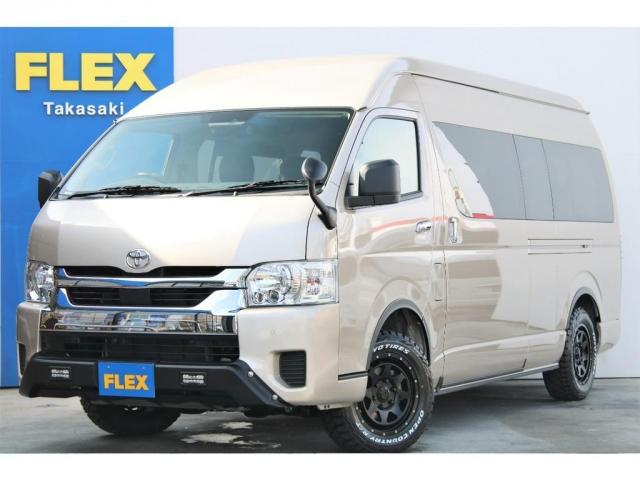 トヨタ ハイエースワゴングランドキャビン 新車 ６型 ４ｗｄ ベージュｍ バンパーガード オーバーフェンダー ｌｅｄテール １６インチａｗ 床張り施工 シートカバー インテリアパネルセット ナビ ｅｔｃ １３ ３ｖ型フリッダウンモニターの中古車 車体価格4 8万円 22