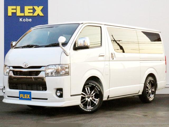 トヨタ ハイエースバンスーパーｇｌ ダークプライムｉｉ ｆｌｅｘ ｄｅｌｆ０２ １７インチａｗ １ ５インチローダウン ストラーダｓｄフルセグナビ ビルトインｅｔｃ デジタルインナーミラー パノラミックビューモニター インテリジェントクリアランスソナーの中古車