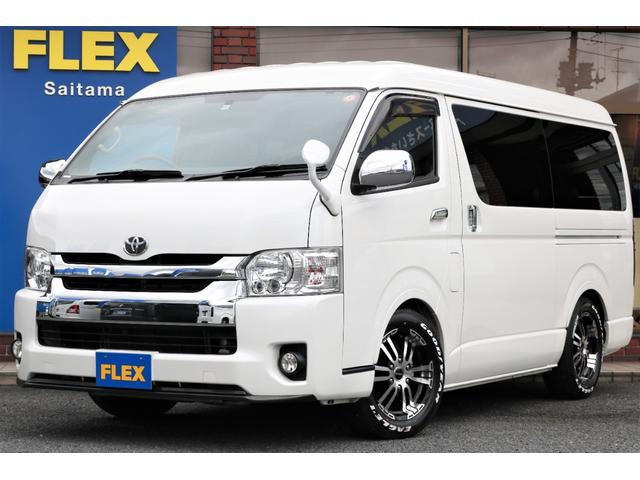 トヨタ ハイエースワゴン ｇｌ ２９年式ワゴン２ｗｄ中古車 １ ５インチローダウンｄｅｌｆ０２１７インチａｗナスカータイヤ煌ｌｅｄテールランプｌｅｄハイマウントランプガッツ同色フルセグナビ後席モニターｅｔｃベットキットサイドバーの 中古車 グーネット中古車