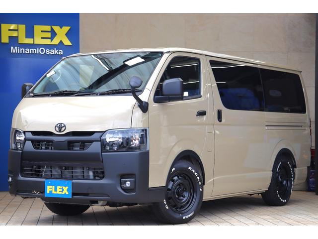 ロングスーパーＧＬ　マットブラック塗装　ＦＬＥＸＤｅｌｆｉｎｏオーバーフェンダー　ＦＬＥＸＰＡＷ１６インチＡＷ　ＴＯＹＯオープンカントリータイヤ１６インチ　パイオニア製７インチナビ　ビルトインＥＴＣ(1枚目)