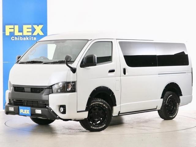 ハイエースワゴン ＧＬ　１０人乗り３ナンバー登録　ガソリン４ＷＤ　　ＦＬＥＸオリジナル内装アレンジＶｅｒ１．５　１６インチＡＷ　ナビ　ＥＴＣ　後席モニター　ベッドキット　センターテーブル　床張り施工　寒冷地仕様（1枚目）