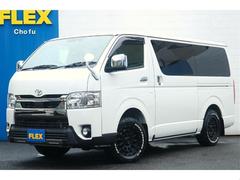 ハイエースバン スーパーGL ダークプライムII ロングボディ ESSEX EX 16インチアルミTOYOオープンカントリータイヤ新品FLEXネオトレースLEDテール新品T-ForceスポイラーマッドフラップアルパインナビETCベッドキットドライブレコーダー 中古車画像