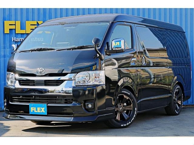 ハイエースワゴン(トヨタ) ＧＬ　ロング　ベース１０人乗り　床張り施工　ＦＬＥＸバルベロアーバングランデホイール　グッドイヤーナスカータイヤ　１．５インチローダウン　ＦＬＥＸ　スポイラー　ＦＬＥＸ　オーバーフェンダー　アルパインＢＩＧＸナビ 中古車画像