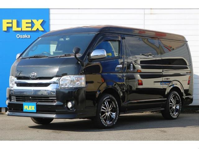 ハイエースワゴン(トヨタ) ＧＬ　Ｄｅｌｆｉｎｏフロントスポイラー　Ｄｅｌｆ０２　１７インチＡＷ　ナスカーホワイトレタータイヤ　アルティメットｔｙｐｅ２　ＬＥＤテールランプ　ドアバイザー　ＤＭＤヒッチメンバー　アルパイン１１インチナビ 中古車画像