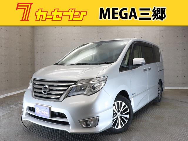 日産 セレナ ハイウェイスター　Ｖセレクション＋セーフティ　ＳＨＶ　８人乗り　ワンオーナー　メモリーナビ　両側パワースライドドア　フルセグテレビ　ＤＶＤ再生機能　バックカメラ　ＥＴＣ　ＬＥＤヘッドランプ　ドライブレコーダー　純正アルミホイール　記録簿