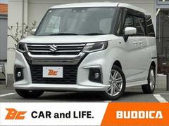 ソリオ ハイブリッドMZ 禁煙車 車検整備付 セーフティーサポート 純正9型ナビ 全方位 両電 フルセグ ブルートゥース DVD ETC LED ヘッドアップD リアテーブル ロールシェード シートリフター スマートキーX2 中古車画像