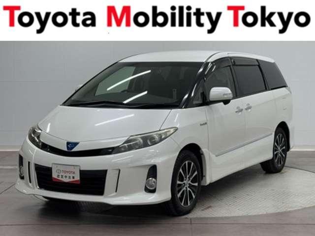 エスティマハイブリッド(トヨタ) アエラス　レザーパッケージ　後席モニター　両側電動スライドドア　ドラレコ　３列シート　スマートキー　ＡＣ１００Ｖ電源　エアバッグ　オートクルーズコントロール　盗難防止装置　デュアルエアコン　黒革シート　１オーナー　ＥＴＣ　４ＷＤ 中古車画像