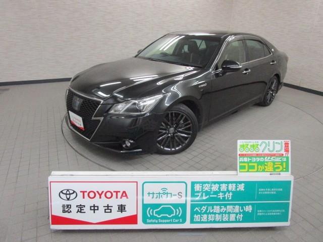 クラウンハイブリッド(トヨタ) アスリートＳ　ブラックスタイル　キーレスエントリー　横滑り防止　ナビＴＶ　オートクルーズ　フルセグテレビ　本革　エアコン　ＡＷ　Ｂカメラ　カーテンエアバッグ　スマキー　ＤＶＤ再生　ＡＢＳ　盗難防止システム　ＥＴＣ車載器　エアバッグ 中古車画像