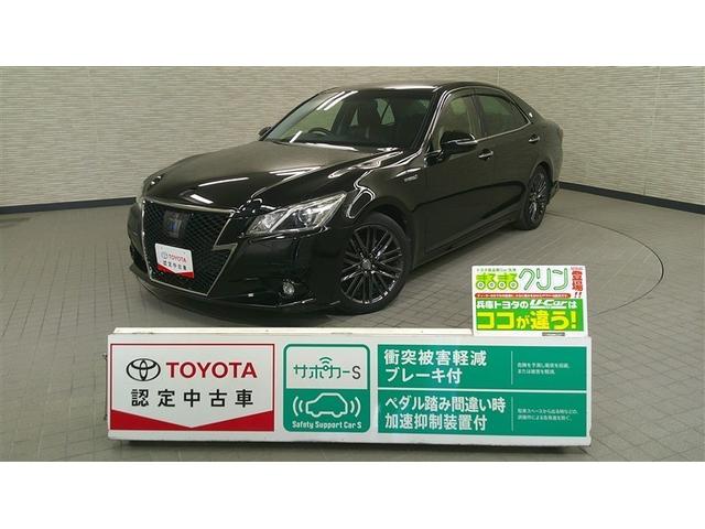 クラウンハイブリッド(トヨタ) アスリートＳ　ブラックスタイル　キーレスエントリー　横滑り防止　ナビＴＶ　オートクルーズ　フルセグテレビ　本革　エアコン　ＡＷ　Ｂカメラ　カーテンエアバッグ　スマキー　ＤＶＤ再生　ワンオーナー　ＡＢＳ　盗難防止システム　ＥＴＣ車載器 中古車画像