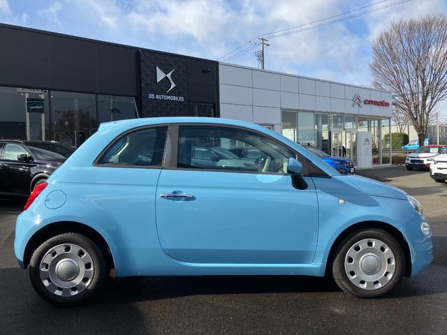 ５００ ツインエア　ポップ　廃番色ブルーヴォラーレ　Ｂｌｕｅｔｏｏｔｈ付き純正モニター　ＥＴＣ　ＬＥＤデイライト　純正１４インチホイール　ＥＴＣ　デュアロジックミッション　ステアリングスイッチ　アイドリングストップ（4枚目）