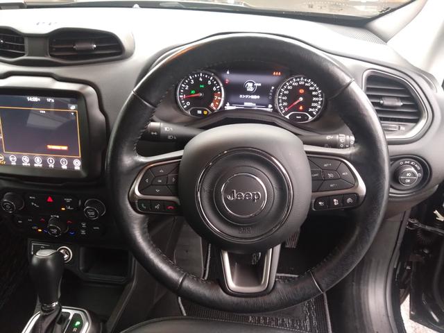 ジープ・レネゲード リミテッド 黒レザー LEDライト カープレイ アンドロイドオート ACC 衝突軽減 シートヒーター 純正グルセグナビ バックカメラ パークソナー ステアリングヒーター ブラインドスポット ETC 純正17AW(12枚目)