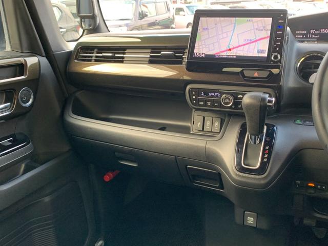 N-BOXカスタム G・EXターボホンダセンシング 4WD 純正8型ナビ フルセグTV 両側パワスラ バックカメラ LEDオートライト LEDフォグ ハーフ合皮シート シートヒーター ETC 純正15インチAW(23枚目)
