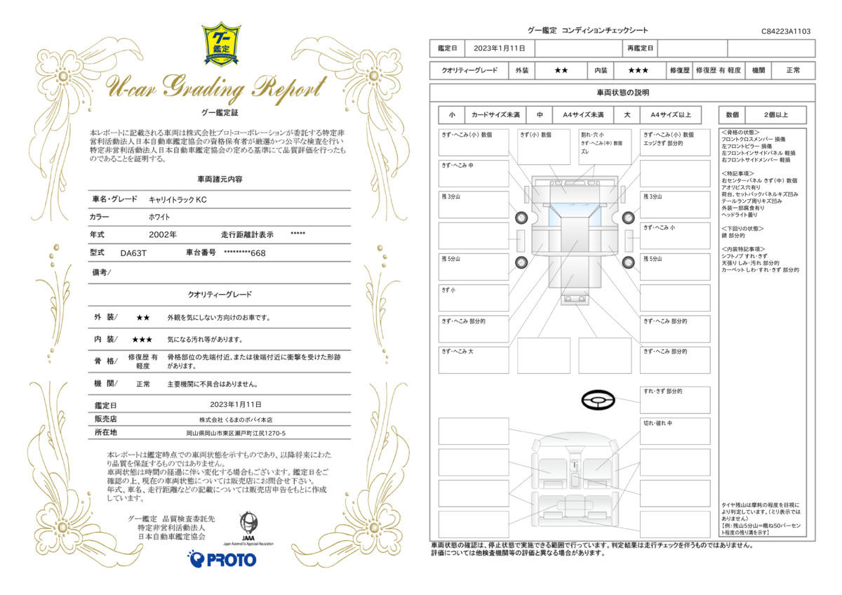 車両状態評価書