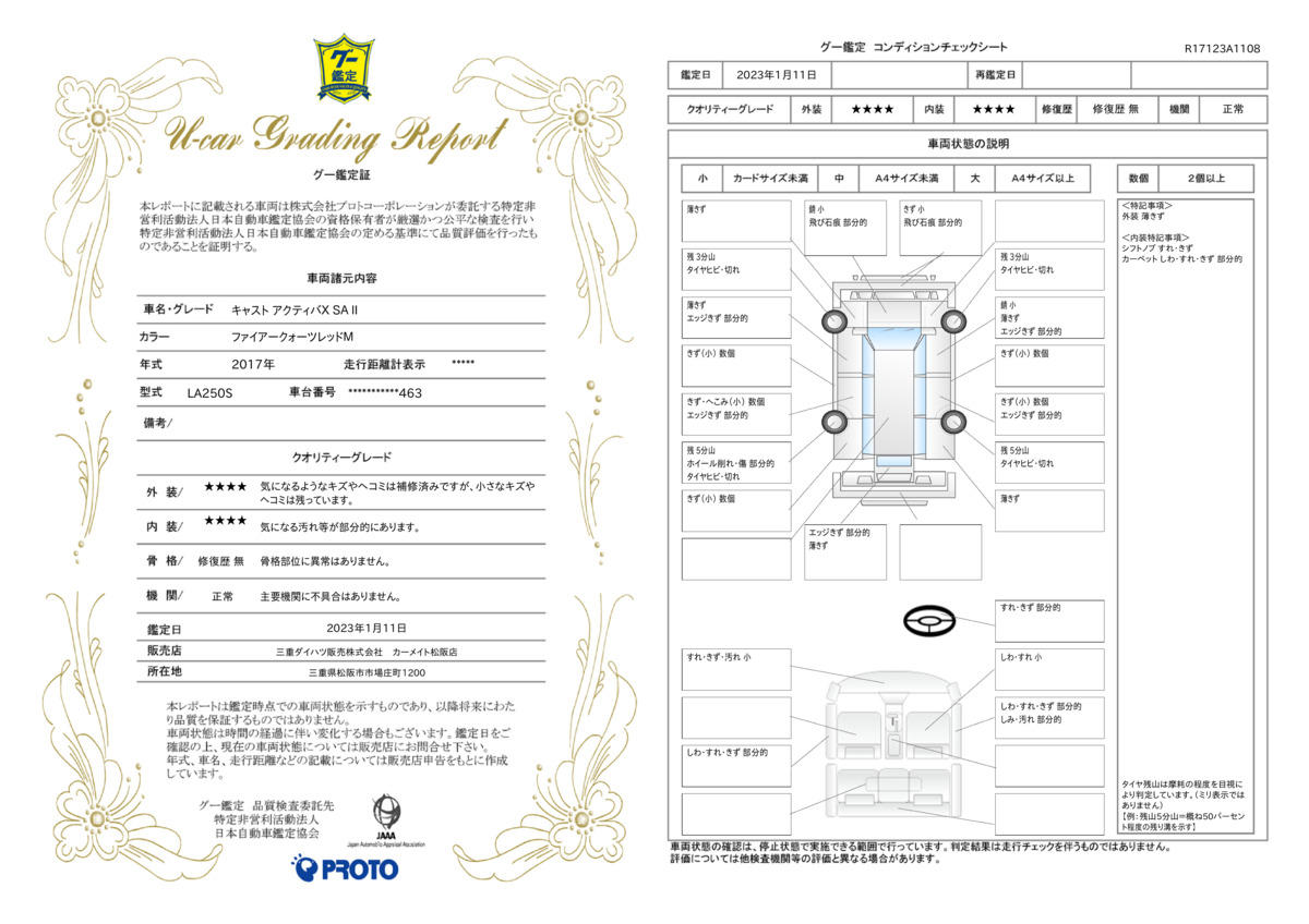 車両状態評価書