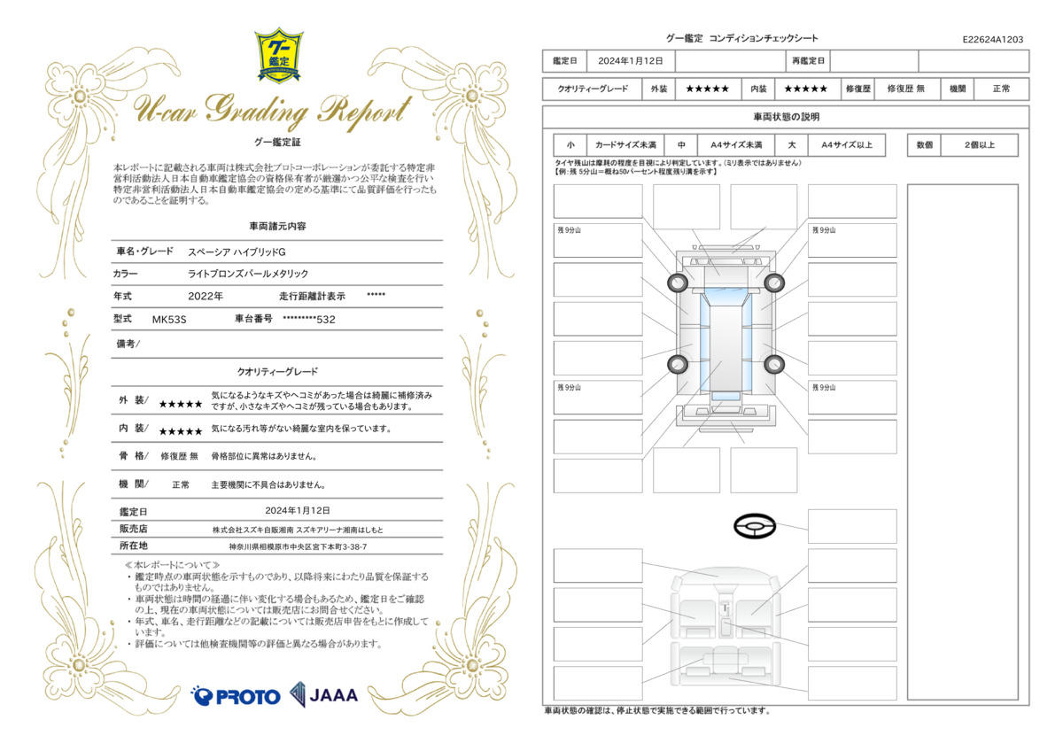 車両状態評価書