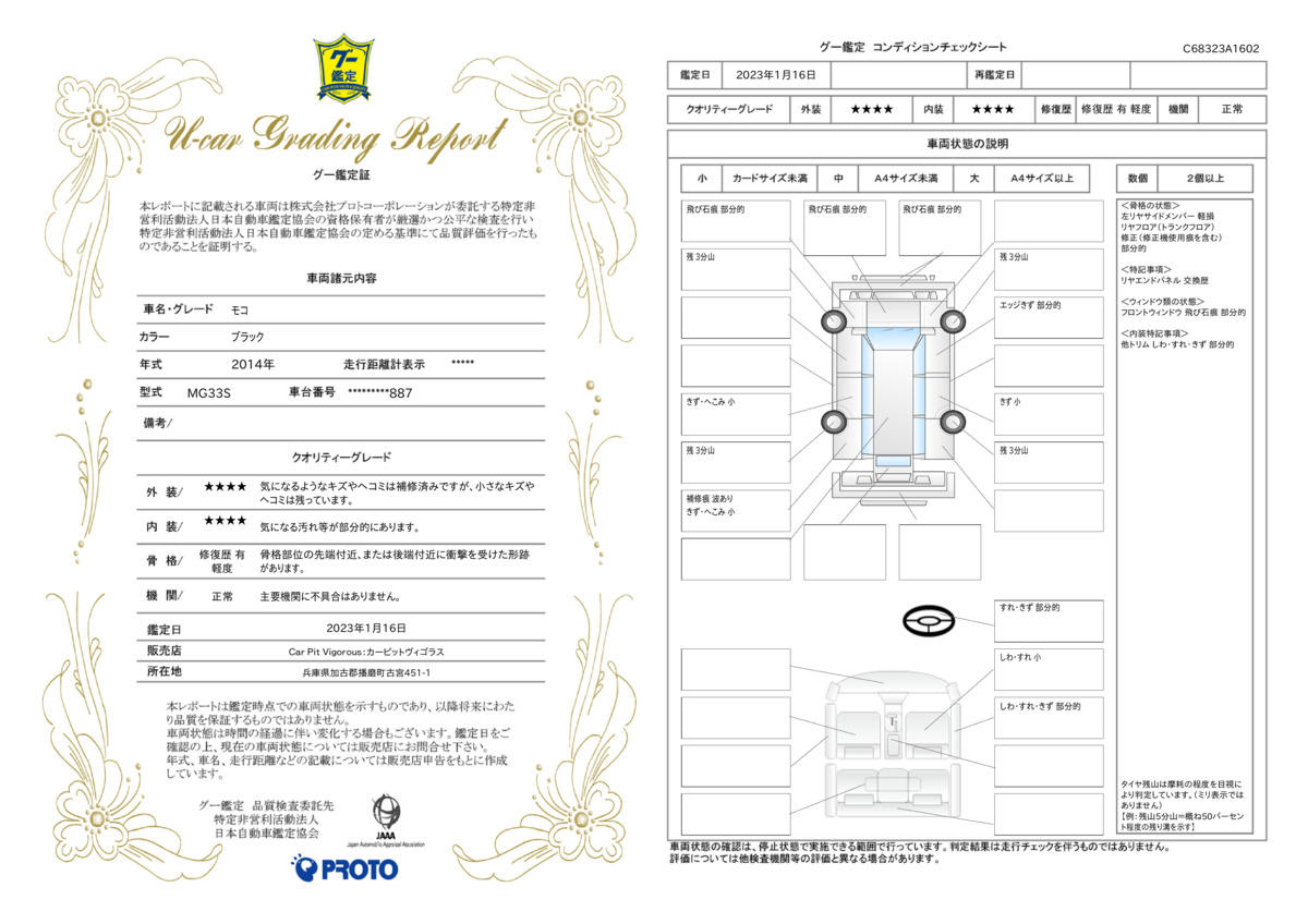 車両状態評価書