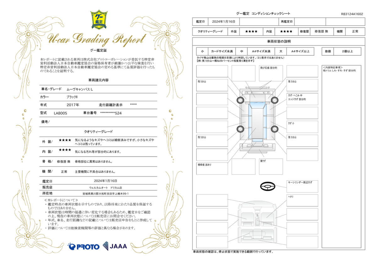 車両状態評価書