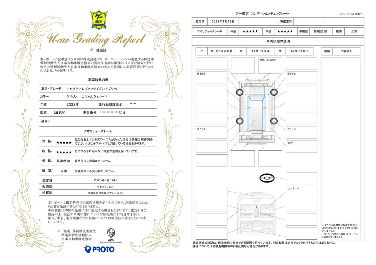 車両状態評価書