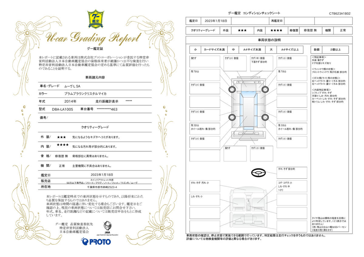 車両状態評価書