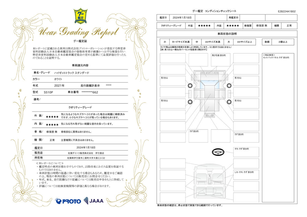 車両状態評価書