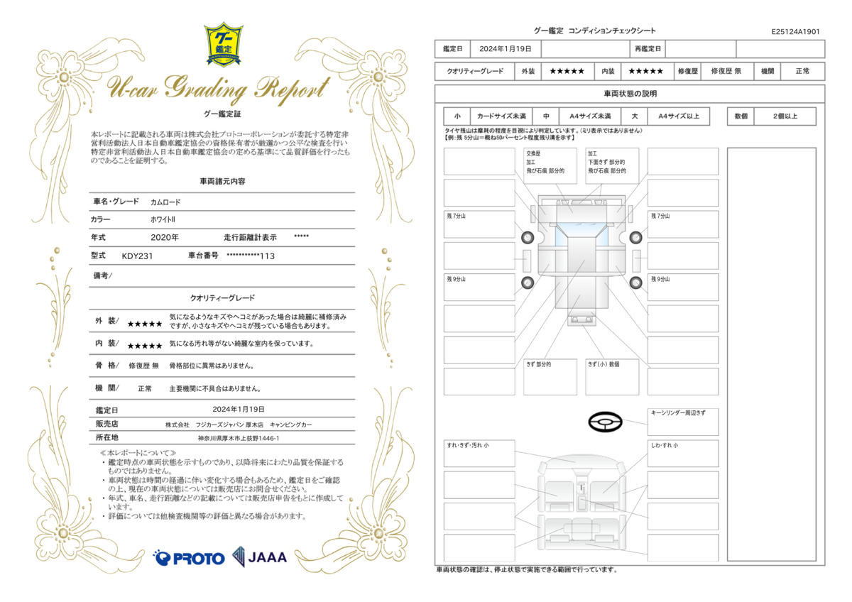 車両状態評価書