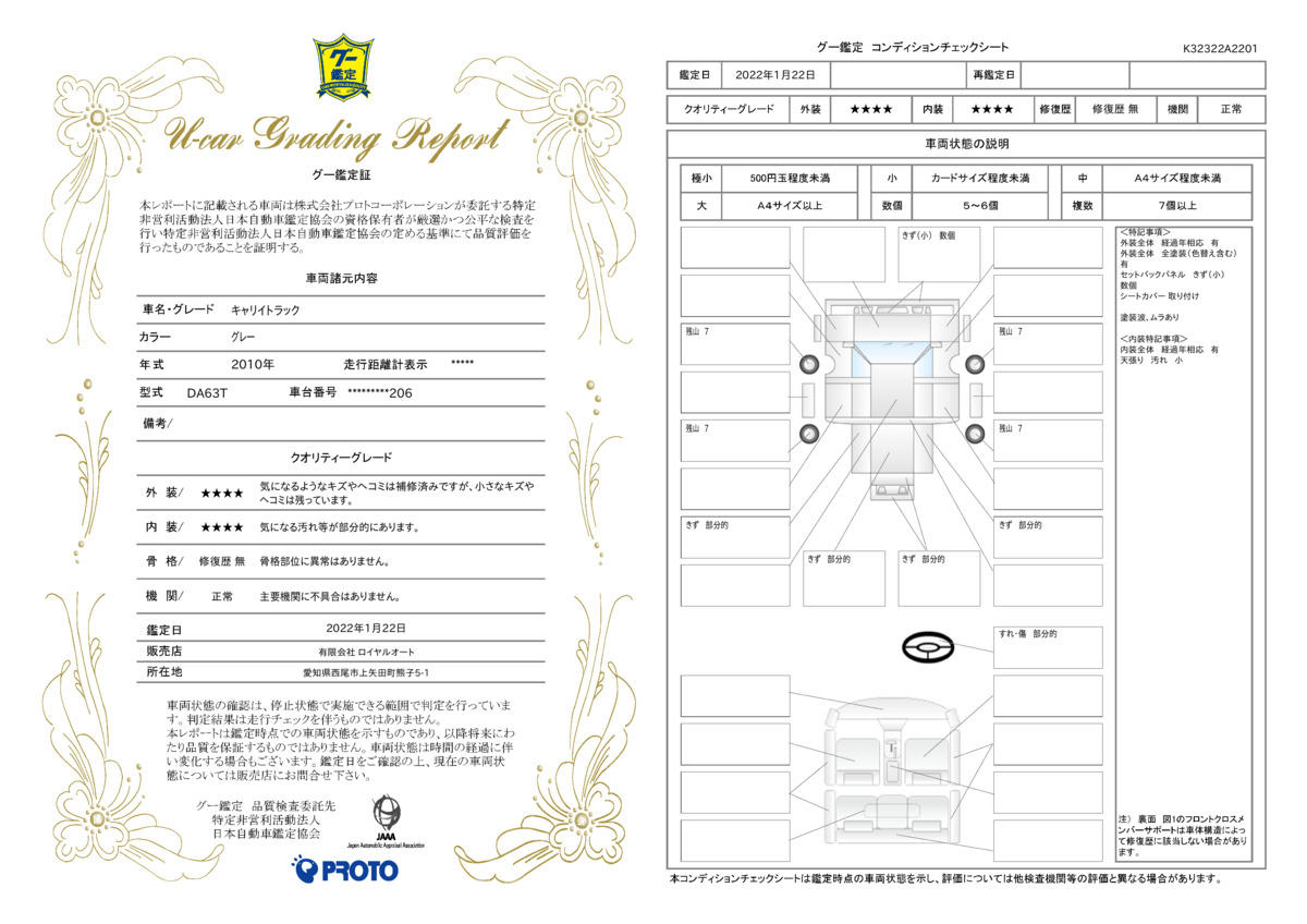 車両状態評価書