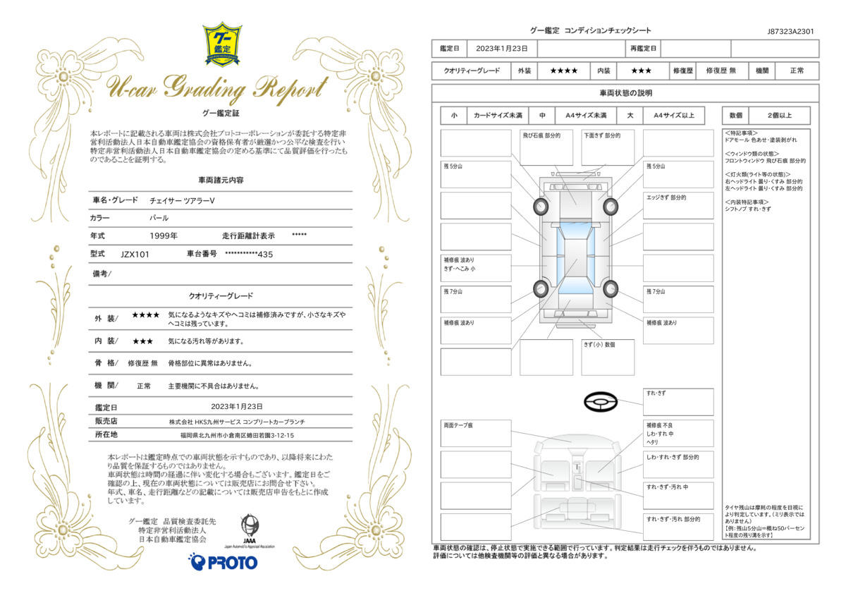 車両状態評価書