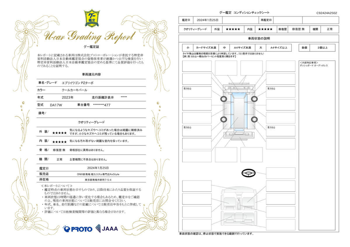 車両状態評価書