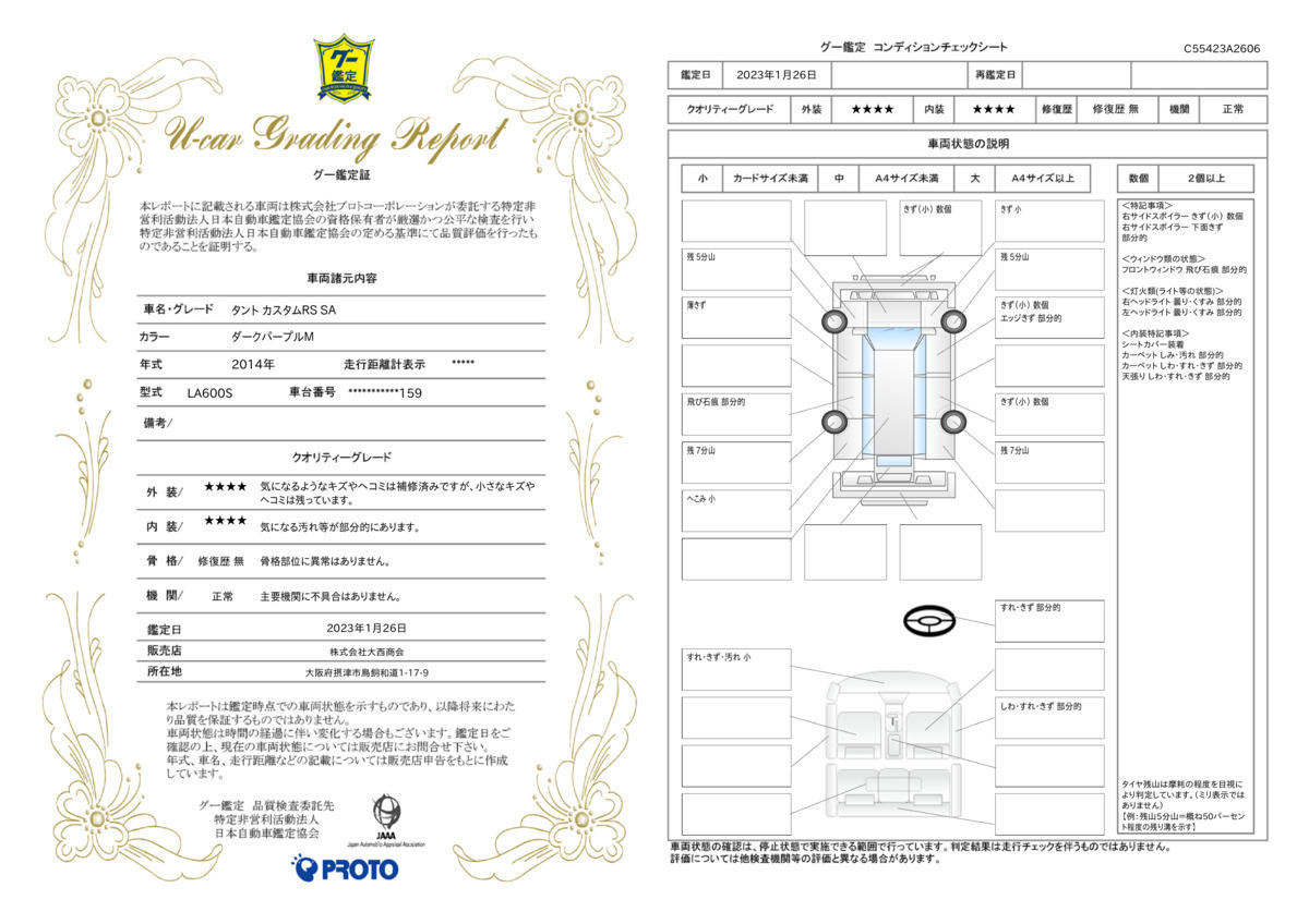 車両状態評価書