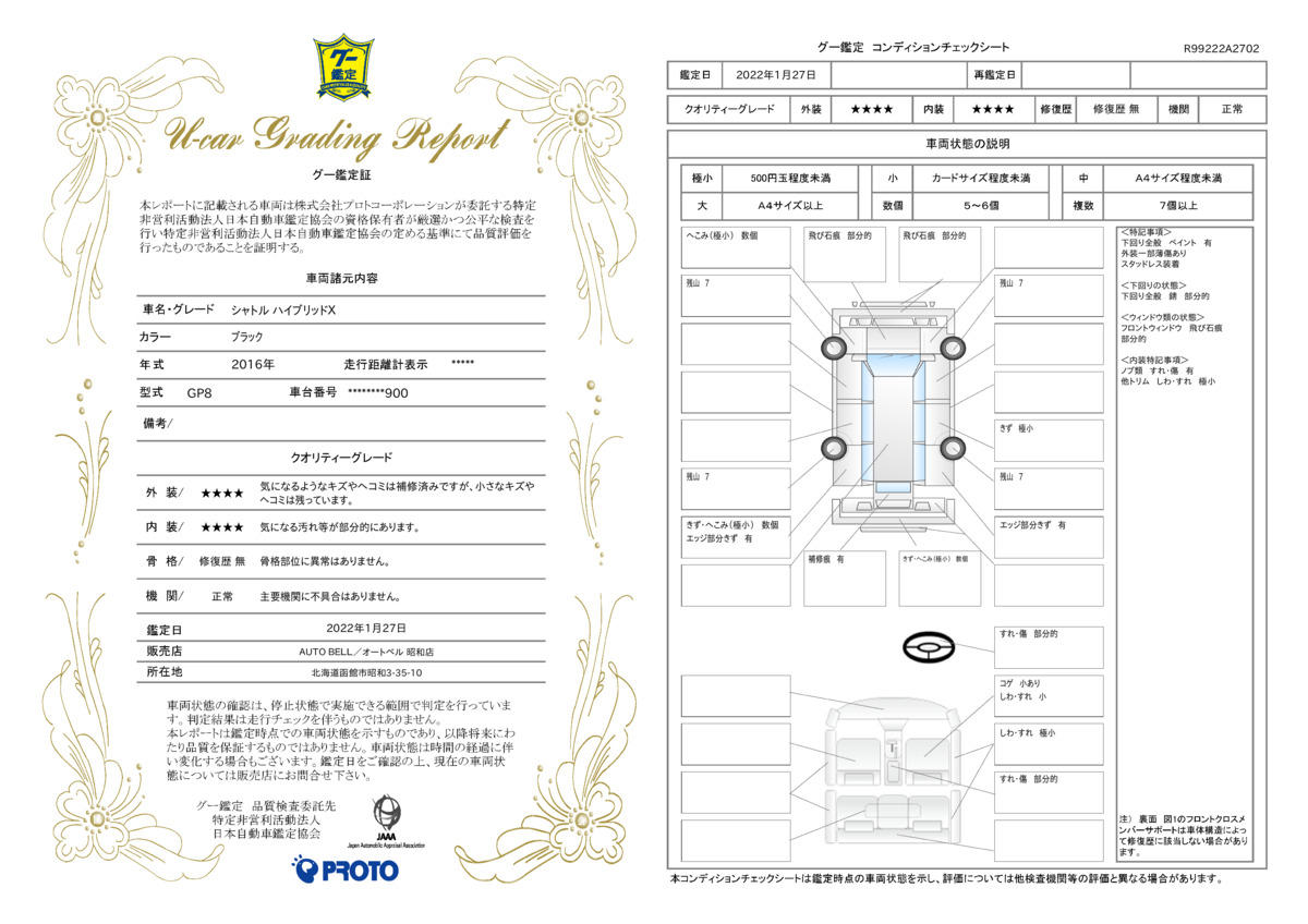 車両状態評価書