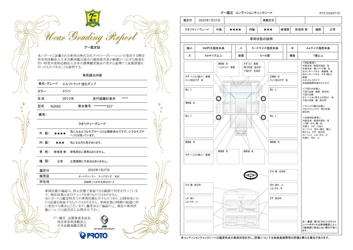 車両状態評価書